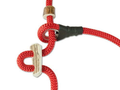 Smycz mysliwska Hunting Profi ze stoperem czerwona 8mm