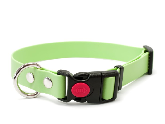 Obroza Biothane Safety click 25mm zielona pastelowa