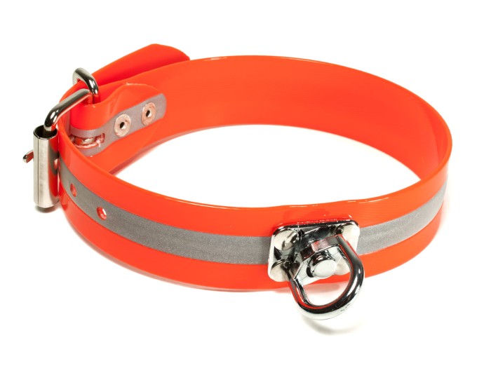 Obroza tropowa Biothane reflex gold 38mm pomaranczowa