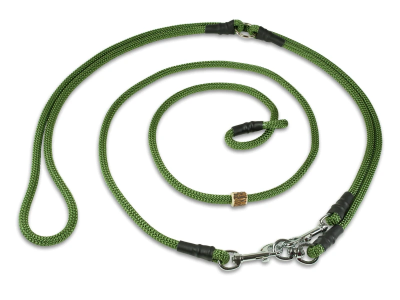 Smycz mysliwska Hunting Profi ze stoperem khaki 8mm.2