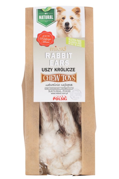 Suszone uszy krolicze z futrem 150g